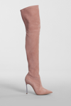 Casadei Blade 115mm Above-knee Suede Boots In Tuberose