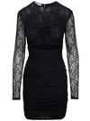 Philosophy Di Lorenzo Serafini Black Chantilly-lace Ruched Minidress In Black
