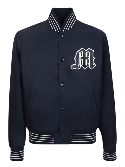 MSGM MAXI LOGO BLUE BOMBER JACKET