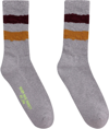 Golden Goose Striped Ribbed Socks In Melange Grey/orange/red