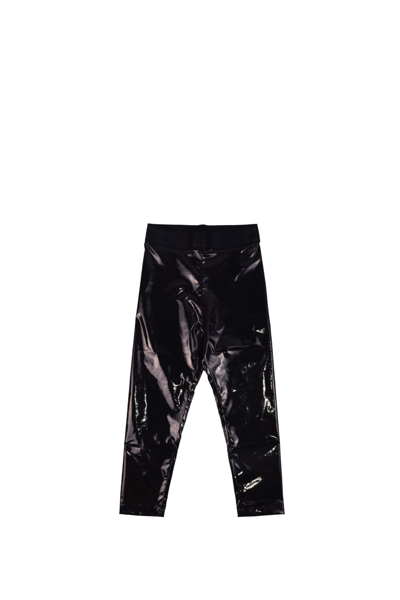 Chiara Ferragni Kids' Faux-leather Logo-waistband Leggings In Black