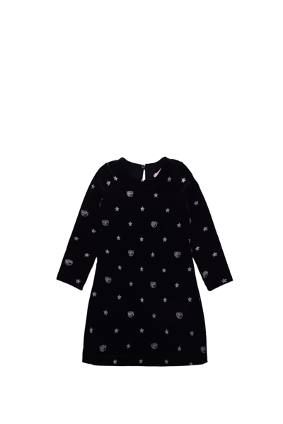 Chiara Ferragni Kids' Logo-print Long-sleeve Dress In Black