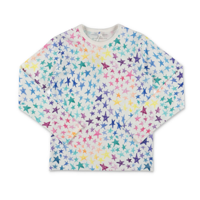 Stella Mccartney Kids'  T-shirt Bianca Stars In Jersey Di Cotone Bambina In Multi