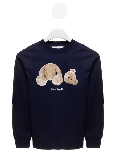 Palm Angels Kids'  Boys Blue Cotton Sweatshirt