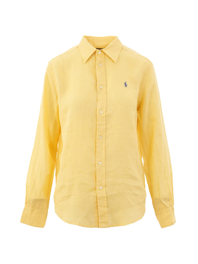 Polo Ralph Lauren Long Sleeve Button Front Shirt In Yellow