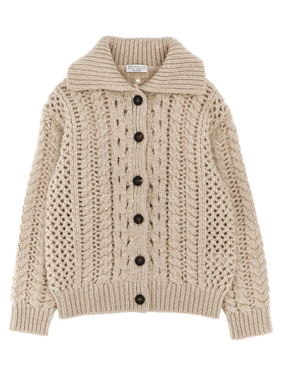 Brunello Cucinelli Kids' Cardigan Paillettes In Beige