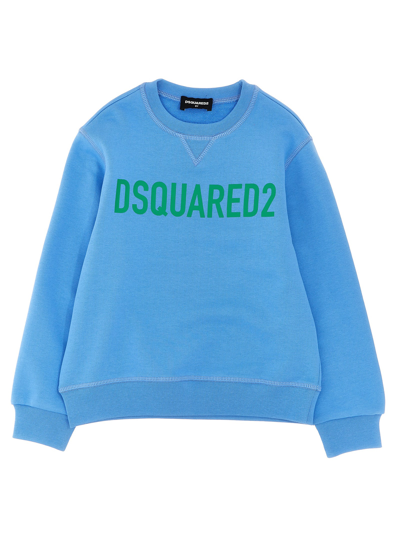 Dsquared2 Kids' Logo-print Cotton Sweatshirt In Azzurro