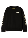 Off-white Black Long-sleeved Sweatshirt With Contrasting Maxi Arrow Motif In Cotton Boy In Black