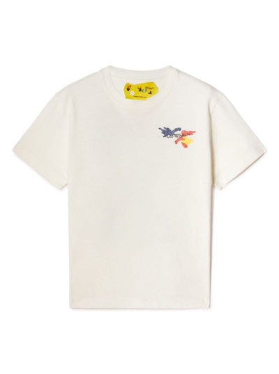 Off-white Kids' Arrow Camou Print Cotton T-shirt In White