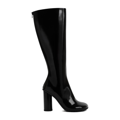 Bottega Veneta Knee High Lambskin Boots Cylindrical Heel In Black