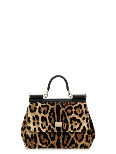 Dolce & Gabbana Kim Leopard Printed Sicily Medium Handbag In Multicolor