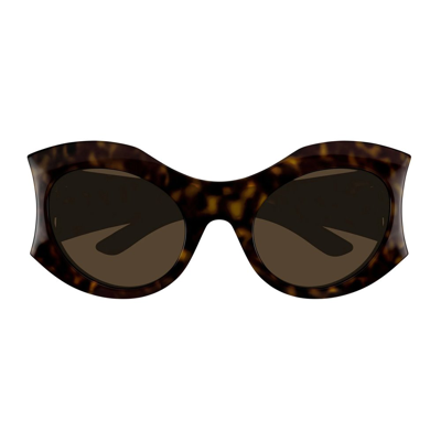 Balenciaga Eyewear Hourglass Round Sunglasses In Marrone
