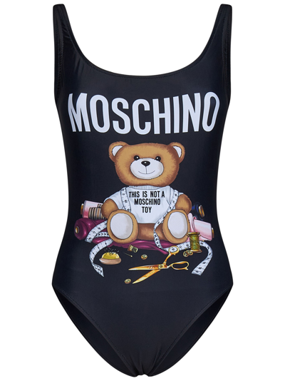Moschino Tailor Teddy Bear Swimsuit In Black
