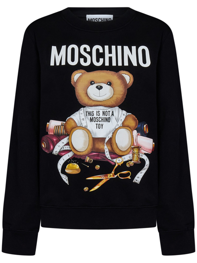 Moschino Sewing Teddy Bear-print Sweatshirt In Black