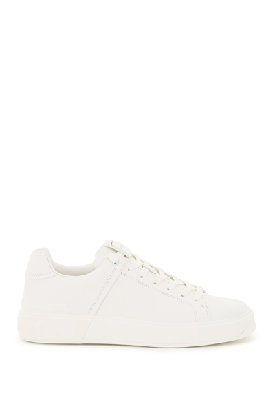 Balmain B Court Low Top Sneakers In White Leather