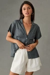 By Anthropologie Classic Surf Shirt In Silver