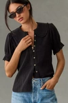 Pilcro Puff-sleeve Blouse In Black