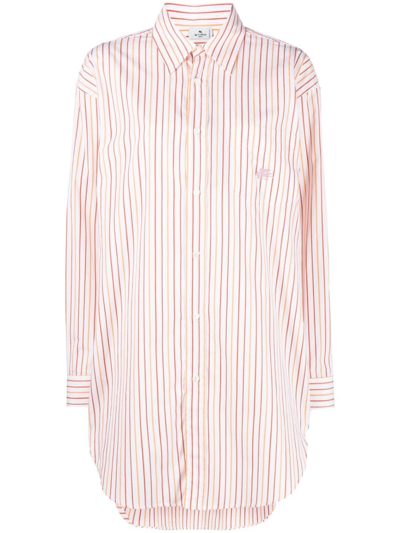Etro Striped Oversized Cotton-poplin Shirt In White/red