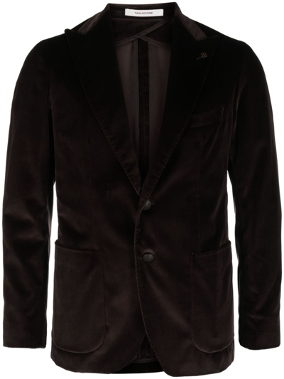 Tagliatore Velvet-effect Single Breasted Blazer In Brown