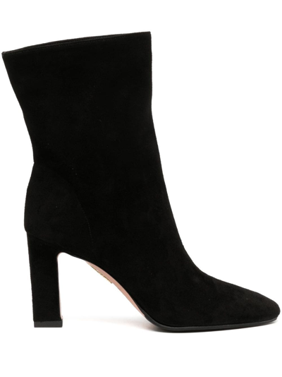 Aquazzura Manzoni 皮质高跟短靴 In Black