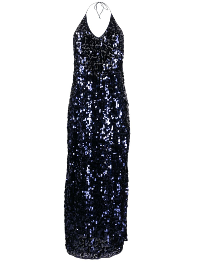 Oseree Night Sequins Long Dress In Blue