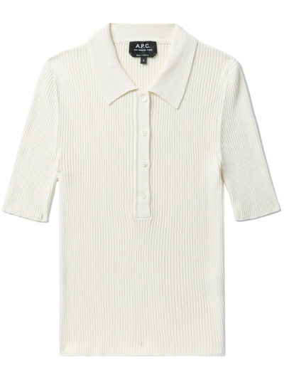 Apc Danae Cotton Polo Shirt In White