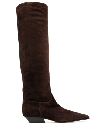 Khaite Marfa Classic Flat Knee High Boot In Brown