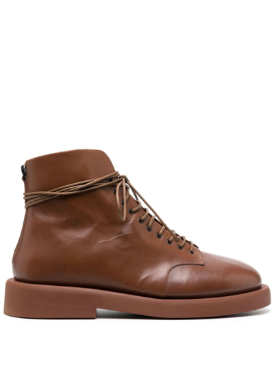 Marsèll Gomello 30mm Lace-up Leather Ankle Boots In Brown