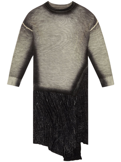 Diesel Asymmetric-hem Knitted Midi Dress In Black
