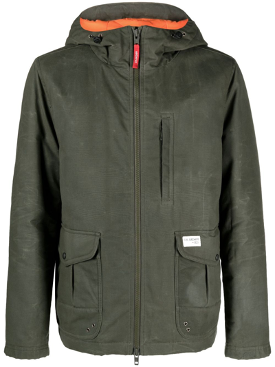 Fay Logo-patch Hooded Jacket In Green