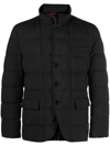 Fay Quilted Double-front Jacket With High Collar In Black