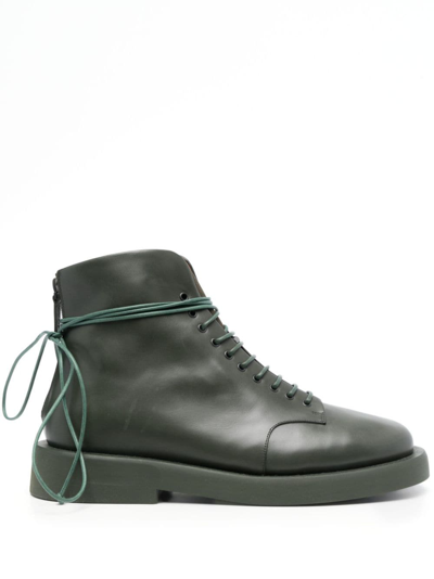 Marsèll Gomello 30mm Lace-up Leather Ankle Boots In Green
