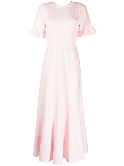 Needle & Thread Pointelle-knit Long Dress In Pink