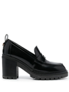 SERGIO ROSSI JOAN 55MM PENNY-SLOT LEATHER LOAFERS