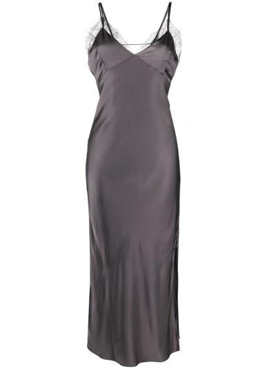 Patrizia Pepe V-neck Sleeveless Midi Dress In Grey