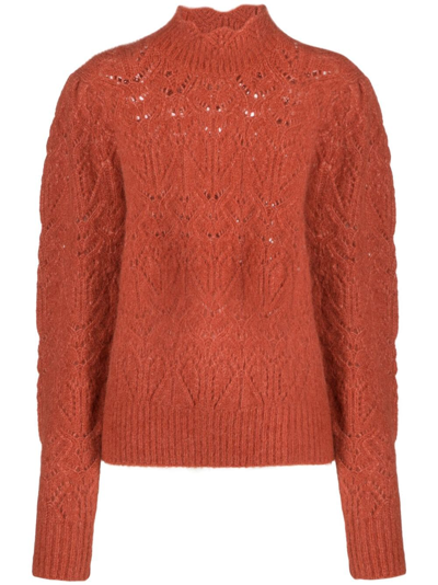 Marant Etoile Galini Pointelle-knit Jumper In Burnt_orange