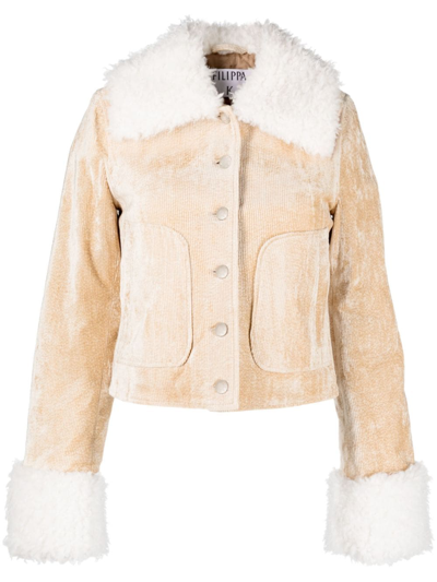 Filippa K Shearling-trim Jacket In Sand_beige