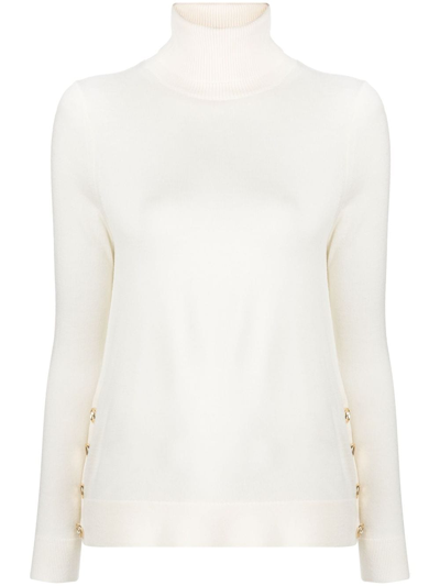 Michael Michael Kors Decorative-button Merino Jumper In Bone