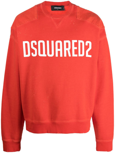 Dsquared2 Logo-print Cotton Jumper In Red