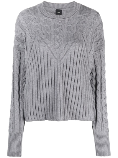Pinko Cable-knit Drop-shoulder Jumper In Grey