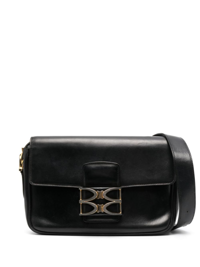 Pre-owned Celine 1970s Horsebit-detailed Leather Shoulder Bag In Black