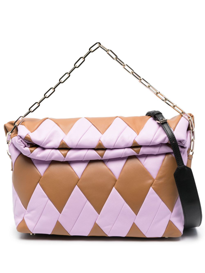 Reco Rombo Duquesa Quilted Shoulder Bag In Nude & Neutrals