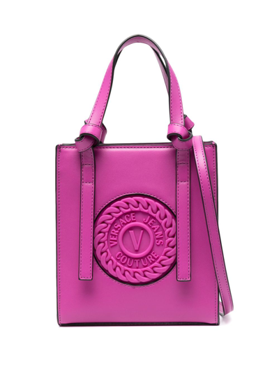Versace Jeans Couture Embossed-logo Patch Mini Tote Bag In Pink