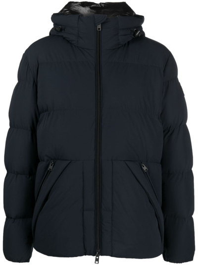 Woolrich Sierra Supreme Quilted Shell Hooded Down Jacket In Blue