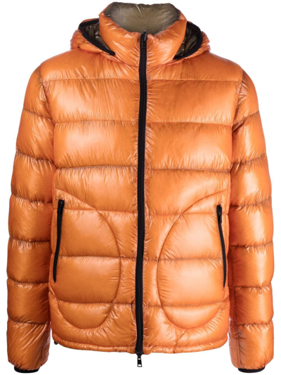 Herno Goose-down Reversible Hooded Jacket In Orange