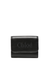 Chloé Logo-embroidered Tri-fold Wallet In Black