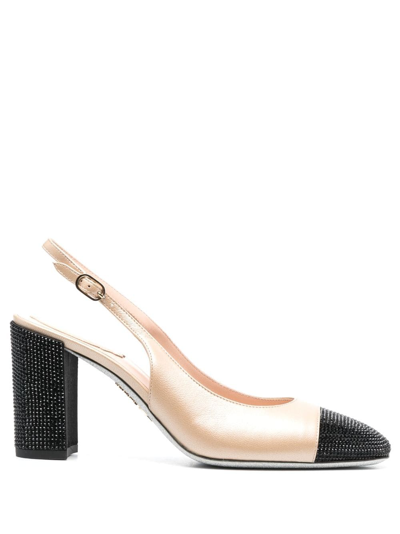 René Caovilla 80mm Two-tone Rhinestone Pumps In Neutrals