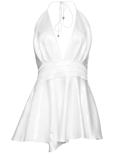 Retroféte Natasha Halterneck Dress In White/sequin