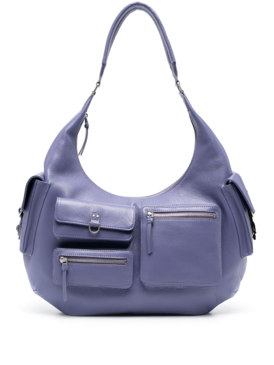 Blumarine Large Pocket Hobo Shoulder Bag In Ultraviolet