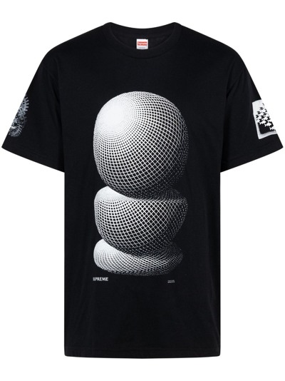 Supreme M.c. Escher Three Spheres T-shirt In Black